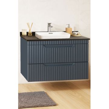 Set Baza front MDF si Lavoar seria 633, suspendata, cu sertare, montat, 80 cm, antracit