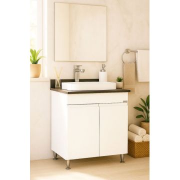 Set Baza front MDF si Lavoar seria 686, 60 cm, alb