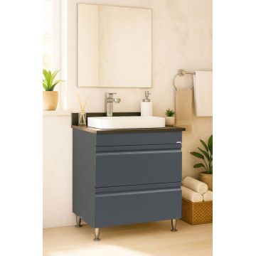 Set Baza front MDF si Lavoar seria 686, cu sertare, montat, 60 cm, antracit