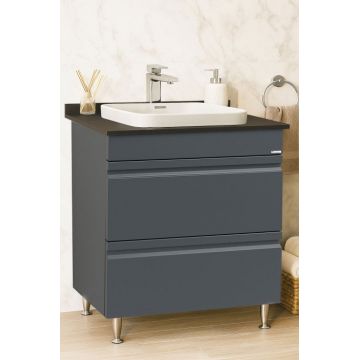 Set Baza front MDF si Lavoar seria 686, cu sertare, montat, 70 cm, antracit