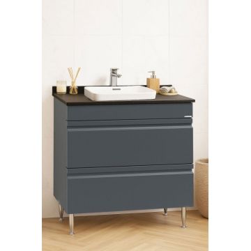 Set Baza front MDF si Lavoar seria 686, cu sertare, montat, 80 cm, antracit