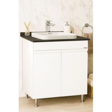 Set Baza front MDF si Lavoar seria 686, montat, 70 cm, alb