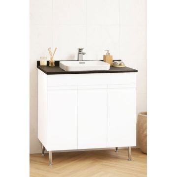 Set Baza front MDF si Lavoar seria 686, montat, 80 cm, alb