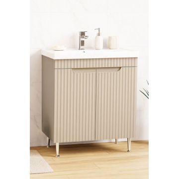 Set Baza front MDF si Lavoar seria 733, montat, 70 cm, crem