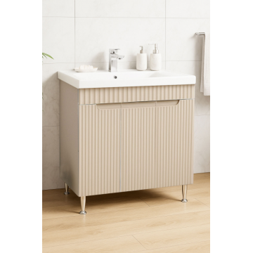 Set Baza front MDF si Lavoar seria 733, montat, 80 cm, crem