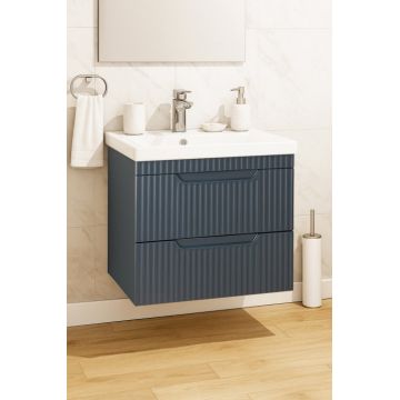 Set Baza front MDF si Lavoar seria 733, suspendata, cu sertare, montat, 60 cm, antracit