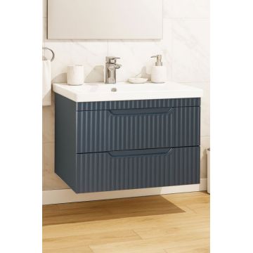 Set Baza front MDF si Lavoar seria 733, suspendata, cu sertare, montat, 80 cm, antracit