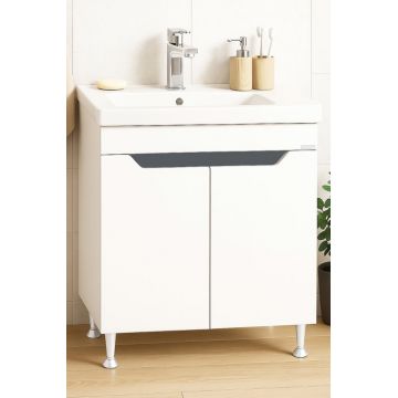 Set Baza front MDF si Lavoar seria 756, montat, 70 cm, alb + antracit