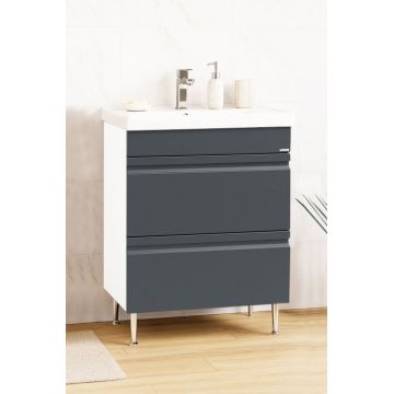 Set Baza front MDF si Lavoar seria 786, cu sertare, 60 cm, antracit