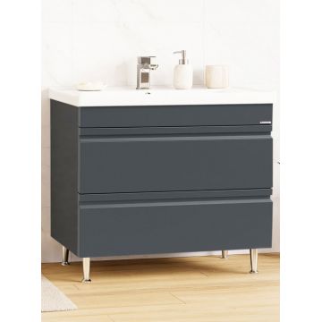 Set Baza front MDF si Lavoar seria 786, cu sertare, montat, 100 cm, antracit