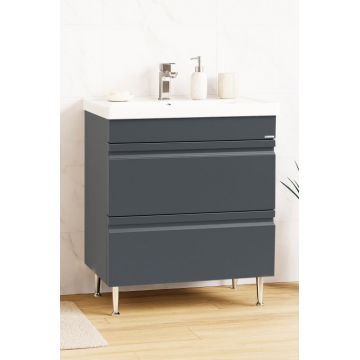 Set Baza front MDF si Lavoar seria 786, cu sertare, montat, 70 cm, antracit