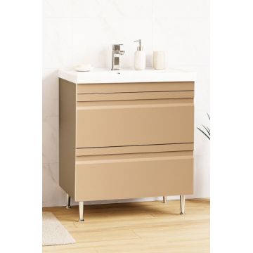 Set Baza front MDF si Lavoar seria 786, cu sertare, montat, 70 cm, cappuccino