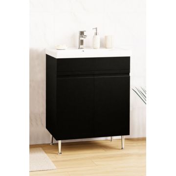 Set Baza front MDF si Lavoar seria 786, montat, 60 cm, negru
