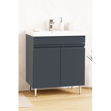 Set Baza front MDF si Lavoar seria 786, montat, 70 cm, antracit