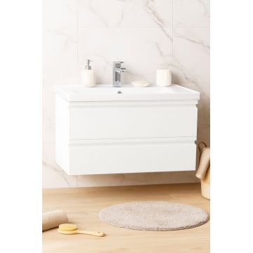 Set Baza front MDF si Lavoar seria 786, suspendata, cu sertare, 90 cm, alb