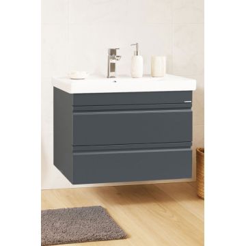 Set Baza front MDF si Lavoar seria 786, suspendata, cu sertare, montat, 70 cm, antracit