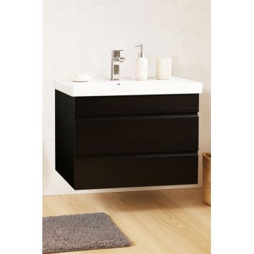 Set Baza front MDF si Lavoar seria 786, suspendata, cu sertare, montat, 70 cm, negru