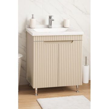 Set Baza front MDF si Lavoar seria 833, montat, 60 cm, crem