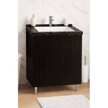 Set Baza front MDF si Lavoar seria 833, montat, 60 cm, negru