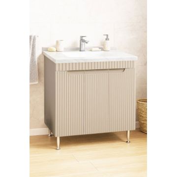 Set Baza front MDF si Lavoar seria 833, montat, 80 cm, crem