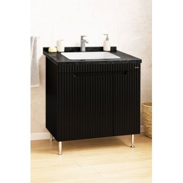 Set Baza front MDF si Lavoar seria 833, montat, 80 cm, negru