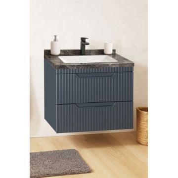 Set Baza front MDF si Lavoar seria 833, suspendata, cu sertare, montat, 60 cm, antracit