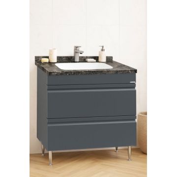 Set Baza front MDF si Lavoar seria 886, cu sertare, montat, 80 cm, antracit