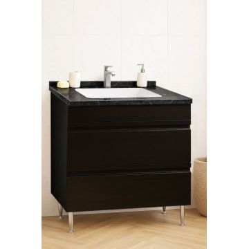Set Baza front MDF si Lavoar seria 886, cu sertare, montat, 80 cm, negru