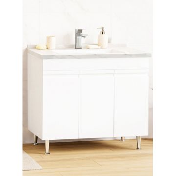 Set Baza front MDF si Lavoar seria 886, montat, 100 cm, alb