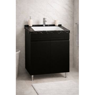 Set Baza front MDF si Lavoar seria 886, montat, 60 cm, negru
