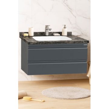 Set Baza front MDF si Lavoar seria 886, suspendata, cu sertare, montat, 100 cm, antracit