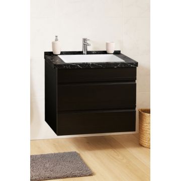 Set Baza front MDF si Lavoar seria 886, suspendata, cu sertare, montat, 60 cm, negru