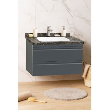 Set Baza front MDF si Lavoar seria 886, suspendata, cu sertare, montat, 80 cm, antracit