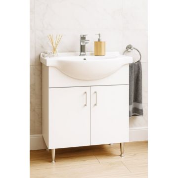 Set Baza si Lavoar seria 001, eco, montat, 66 cm, alb