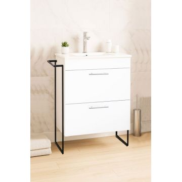 Set Baza si Lavoar seria 067, cu sertare, cadru metalic, 50 cm, alb