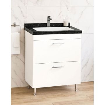 Set Baza si Lavoar seria 867, cu sertare, 60 cm, alb + negru