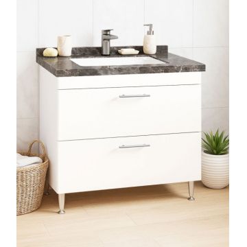 Set Baza si Lavoar seria 867, cu sertare, 80 cm, alb + antracit