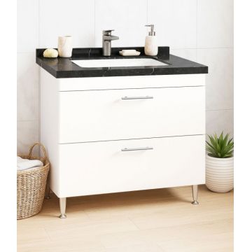 Set Baza si Lavoar seria 867, cu sertare, 80 cm, alb + negru