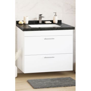 Set Baza si Lavoar seria 867, suspendata, cu sertare, 80 cm, alb + negru