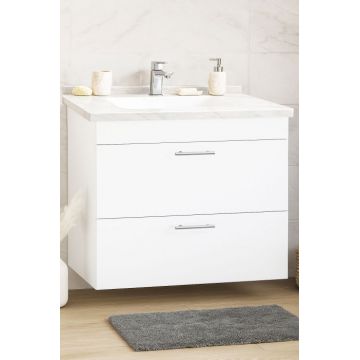 Set Baza si Lavoar seria 867, suspendata, cu sertare, 80 cm, alb