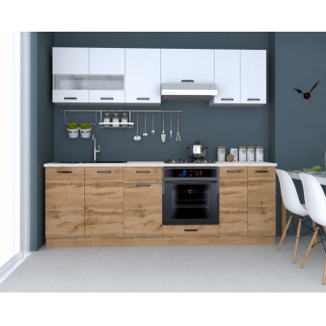 Set Bucatarie Vio stejar k003 Alb 240x60x200 cm
