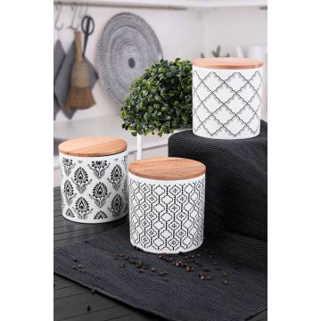 Set cutie de depozitare, 3 Piese, Alb, 12 x 12 x 10 cm