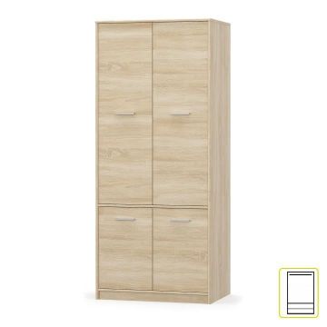 Sifonier 4 Usi Sonoma cu Polite si Suport Umerase 83x195x55 cm - Dulap Haine Spatios