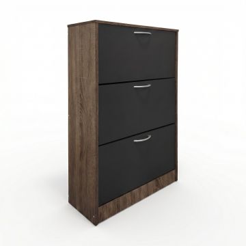 Suport pantofi cu functie depozitare Savaz, lemn, stejar-antracit, 60x24x114 cm