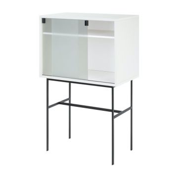 Vitrină grej cu ușă glisantă 70x109x40 cm Lekko – noo.ma