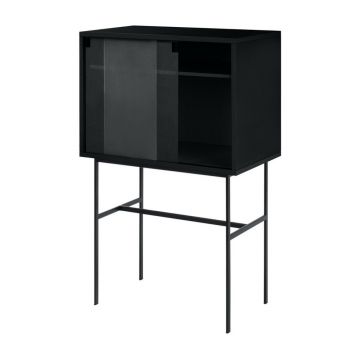 Vitrină neagră cu ușă glisantă 70x109x40 cm Lekko – noo.ma