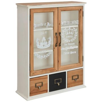 Vitrină Suspendată, masiv, brad maro, negru, alb