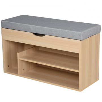 Banca pentru Pantofi din Lemn cu sezut Captusit si Compartiment Ascuns 80x30x48 cm