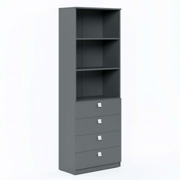 Biblioraft LINEA 70, 2 rafturi si 4 sertare, Antracit