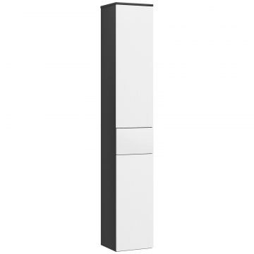 Coloana de baie economisitoare de spatiu din lemn cu 2 dulapuri si sertar, 30x28x180 cm, negru